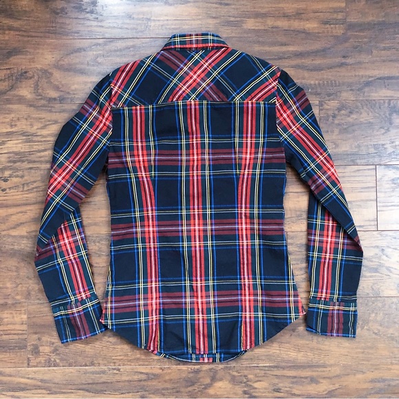 SOLD J Crew • Slim Stretch Perfect Shirt button down black Stewart Tartan plaid - Picture 13 of 14